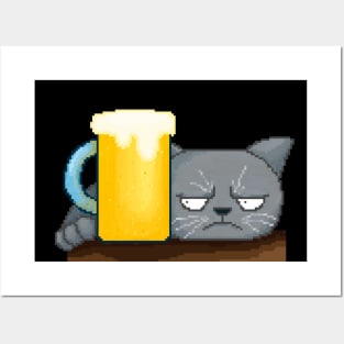 Stressful cat in need of beer Posters and Art